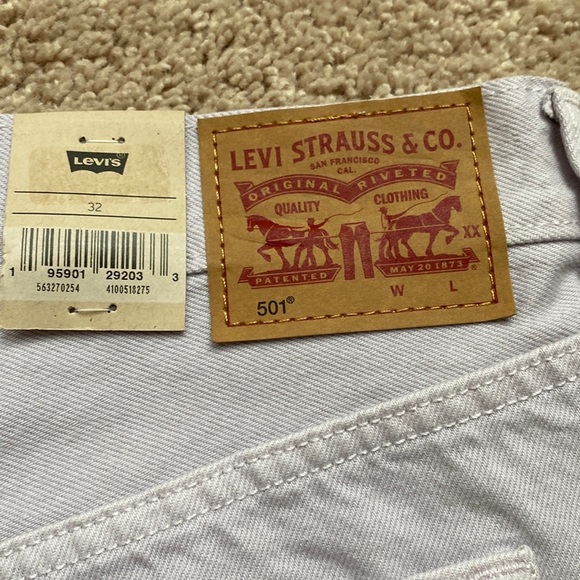 Levi’s 501 Shorts High Rise Cutoffs Denim 100% Cotton Washed Lilac Size 32 - Picture 8 of 15